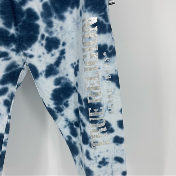 TRUE RELIGION NWT LOUNGE WEAR TIE DYE BLUE JOGGER SWEATPANTS LARGE - Picture 3 of 6